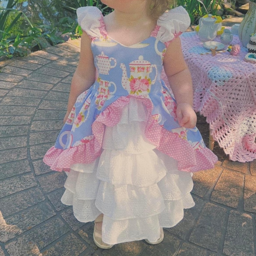 2T Time for Tea Ruffled Fancy Dress - Picture 2 of 4